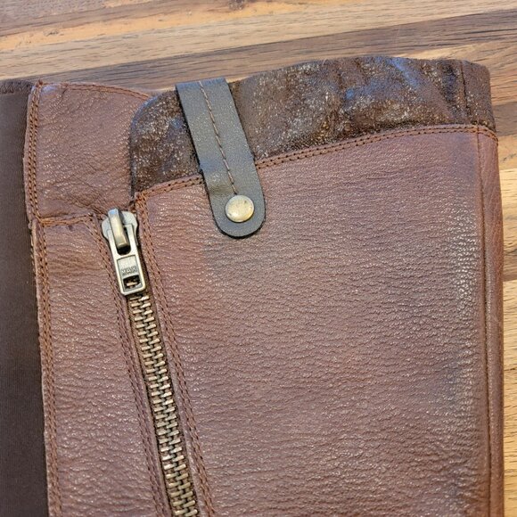 Earth Origins by Earth Portia Wide Shaft Dark Brown Distressed Leather High Boot - Picture 5 of 15